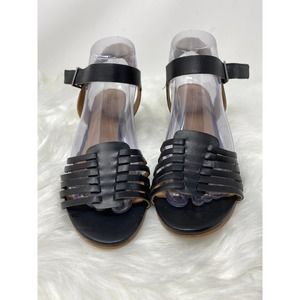 Susina Sandal Wedge Terra Black Leather 5.5M NWOB